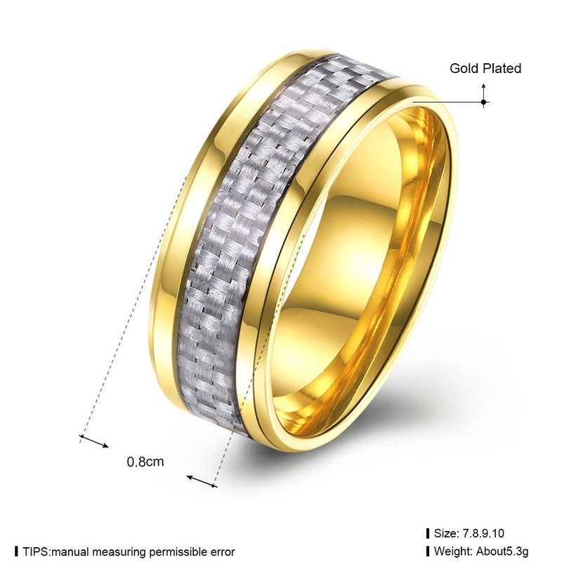 Wholesale Fashion Stainless Steel Woven pattern Ring for Men simple 24K gold Rings with 3 colours availble Male Jewelry Accessories TGSTR157 6