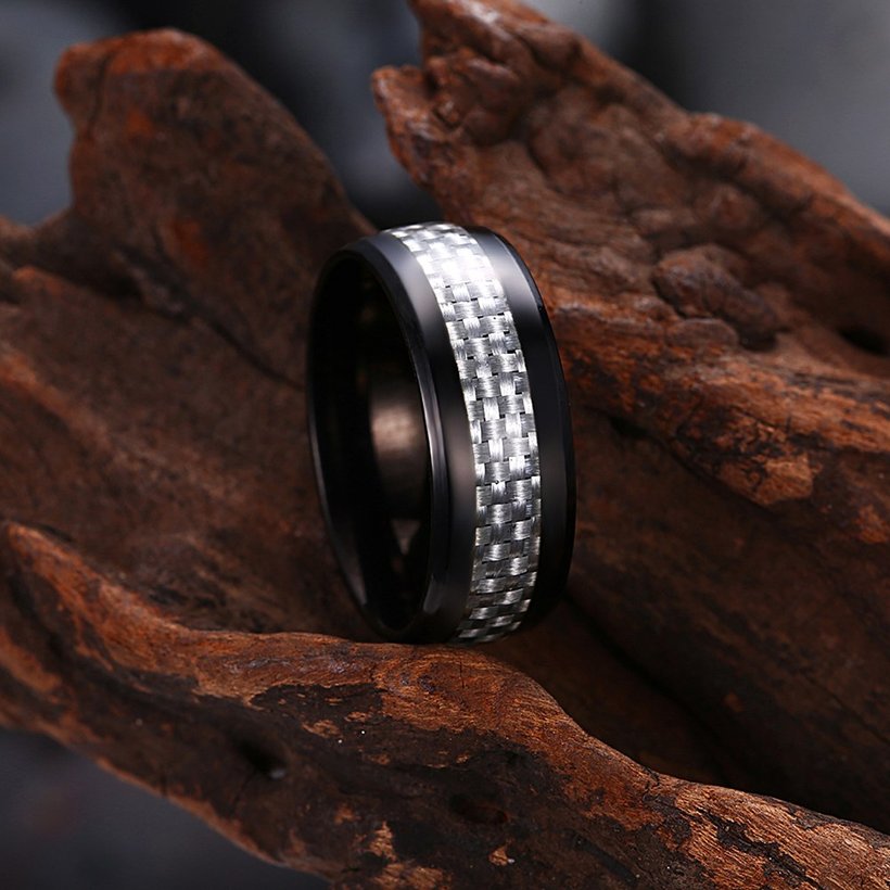Wholesale Fashion Stainless Steel Woven pattern Ring for Men simple black Rings with 3 colours availble Male Jewelry Accessories TGSTR158 5