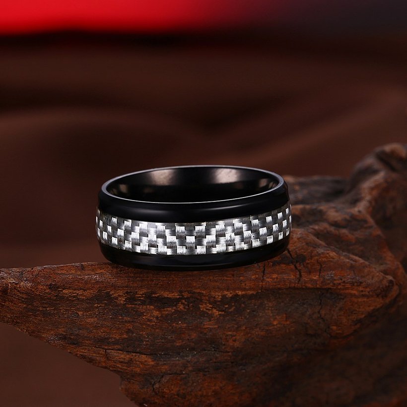 Wholesale Fashion Stainless Steel Woven pattern Ring for Men simple black Rings with 3 colours availble Male Jewelry Accessories TGSTR158 6