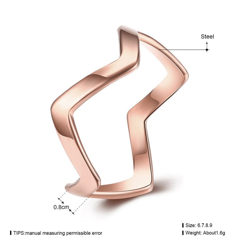 Wholesale Fashion wave curve Ring Stainless Steel Jewelry 24K Gold Rings for Women Cute Party Jewelry TGSTR160 2