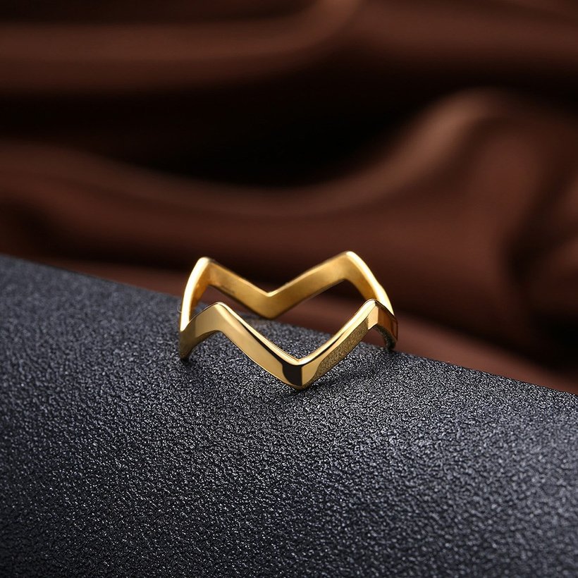 Wholesale Fashion wave curve Ring Stainless Steel Jewelry 24K Gold Rings for Women Cute Party Jewelry TGSTR160 7
