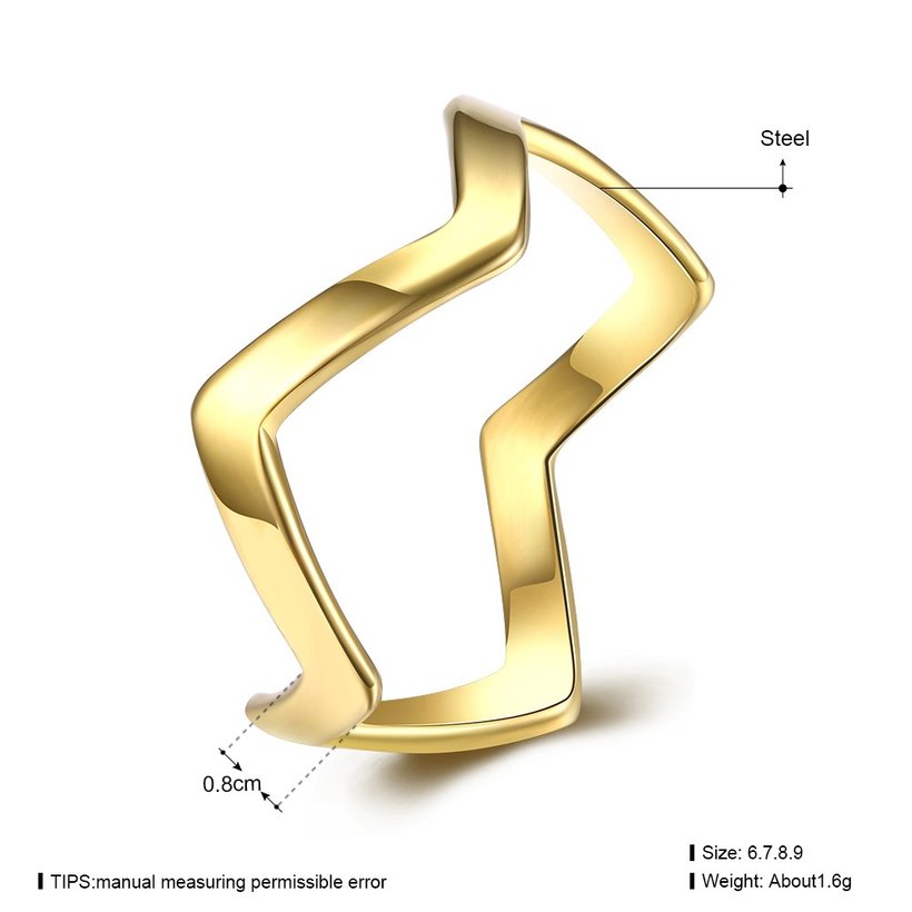 Wholesale Fashion wave curve Ring Stainless Steel Jewelry 24K Gold Rings for Women Cute Party Jewelry TGSTR160 8