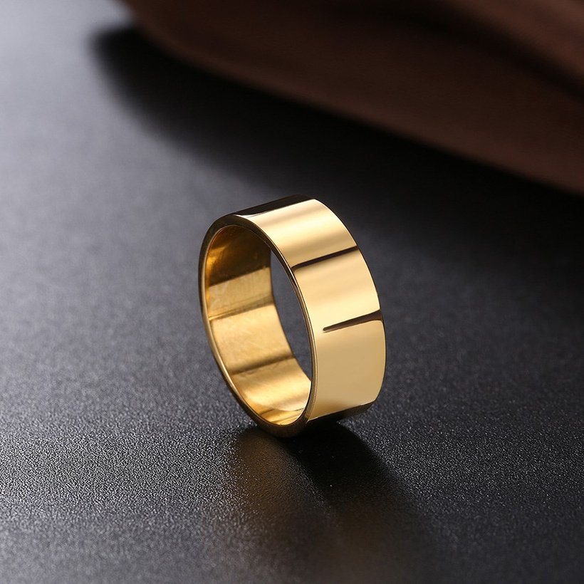 Wholesale Fashion concise style  Charm Jewelry 24K gold Stainless Steel Rings For Men Finger Ring Wedding Party Birthday Gift Dropshipping TGSTR163 6