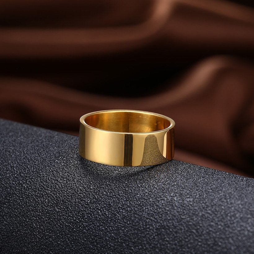 Wholesale Fashion concise style  Charm Jewelry 24K gold Stainless Steel Rings For Men Finger Ring Wedding Party Birthday Gift Dropshipping TGSTR163 7