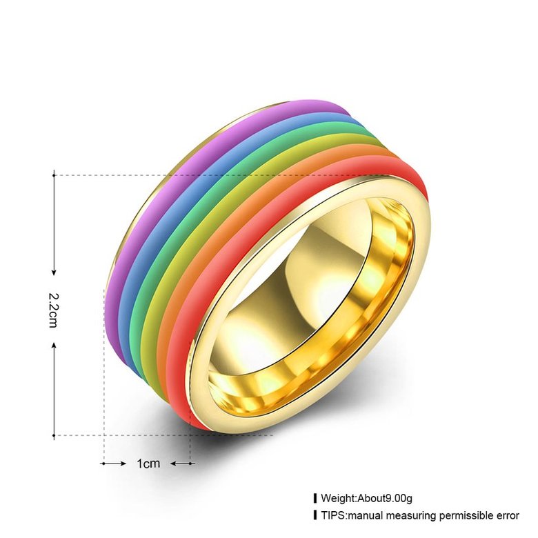 Wholesale Rainbow gold Color Stainless Steel Engagement Wedding Rings for Men Trendy Band unisex Rings Jewelry TGSTR164 0