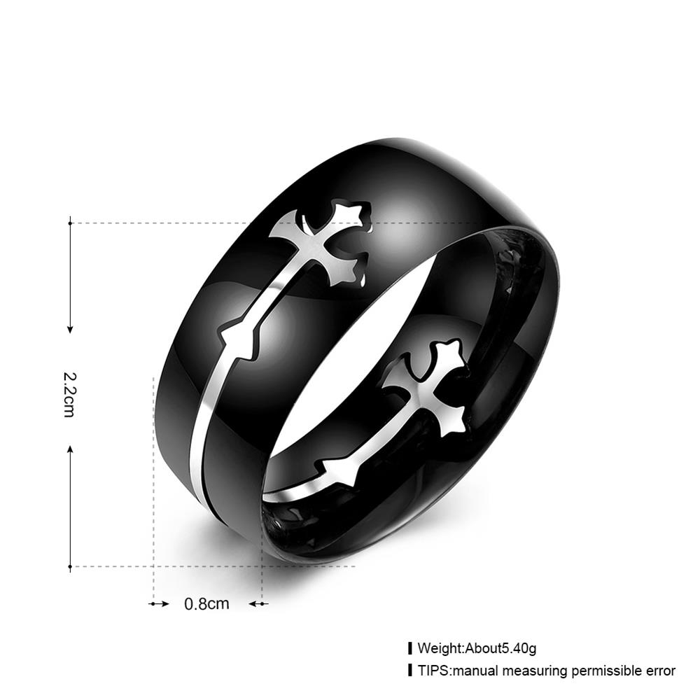 Wholesale Classic comfortable Silver Color Cross Ring for Men Black Stainless Steel Cool Ring Male Casual Jewelry Wedding Band Ring TGSTR185 1