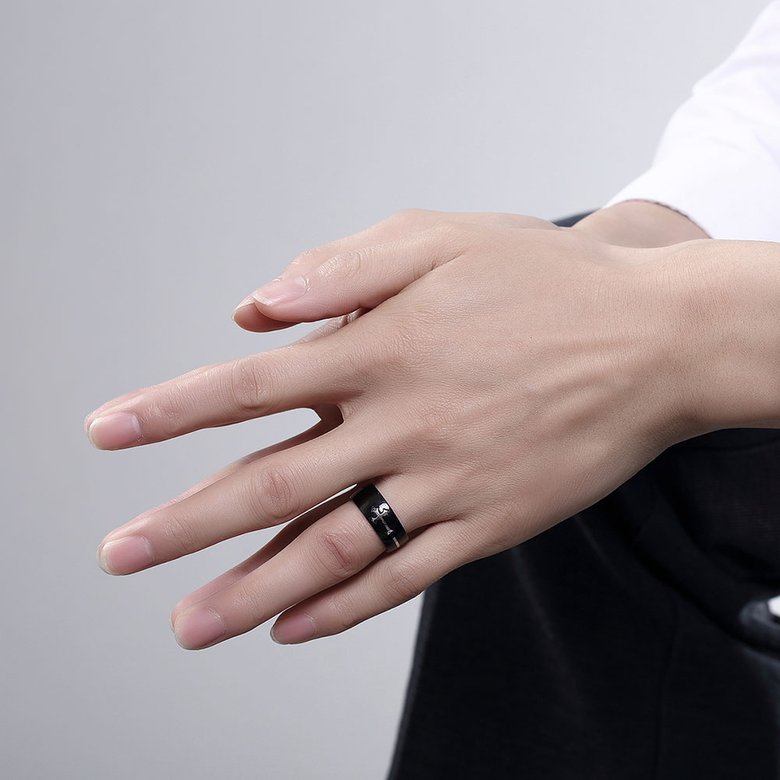 Wholesale Classic comfortable Silver Color Cross Ring for Men Black Stainless Steel Cool Ring Male Casual Jewelry Wedding Band Ring TGSTR185 4