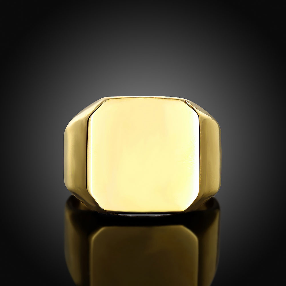 Wholesale Trendy vintage square 24K gold Stainless Steel Mens Rings For Boy Friendship gift Jewelry Accessory TGSTR186 0