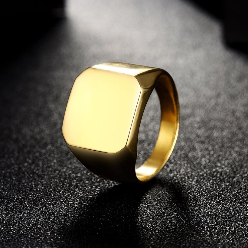 Wholesale Trendy vintage square 24K gold Stainless Steel Mens Rings For Boy Friendship gift Jewelry Accessory TGSTR186 2