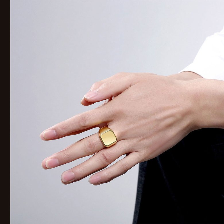 Wholesale Trendy vintage square 24K gold Stainless Steel Mens Rings For Boy Friendship gift Jewelry Accessory TGSTR186 3