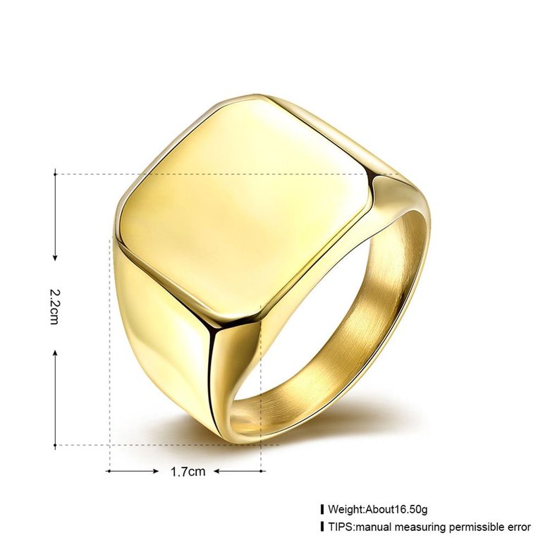 Wholesale Trendy vintage square 24K gold Stainless Steel Mens Rings For Boy Friendship gift Jewelry Accessory TGSTR186 4