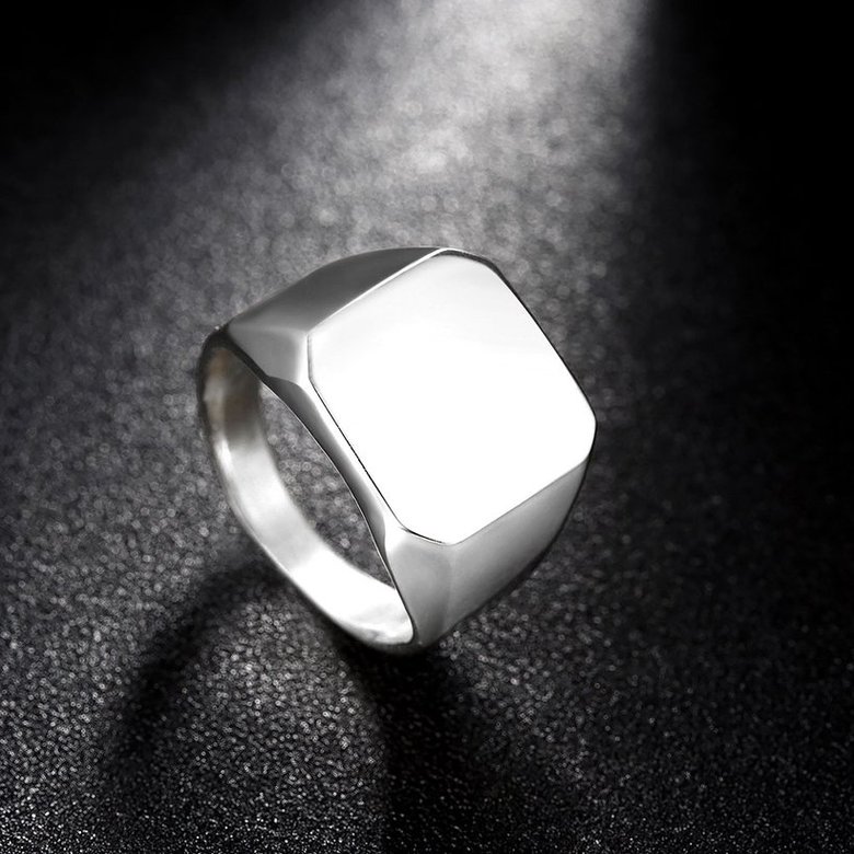 Wholesale Trendy vintage square silver Color Stainless Steel Mens Rings For Boy Friendship gift Jewelry Accessory TGSTR220 1