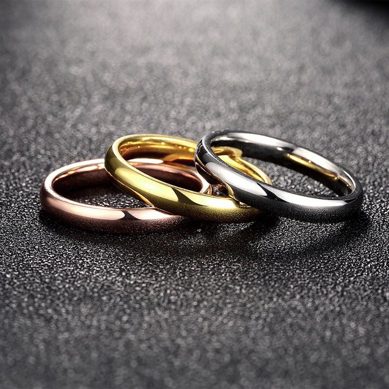 Wholesale New Trendy jewelry from China Gold Silver Color Classic 3 Rounds Rings High Quality Stainless Steel Wedding party Ring for Woman TGSTR187 3