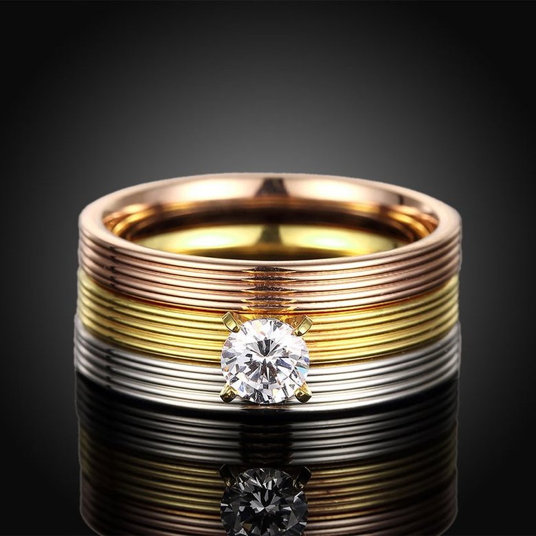 Wholesale Romantic Trendy Wedding women Rings  Luxury Cubic Zircon Rings Personality Carving stripe Ring 3 colors 3 layers Fashion Jewelry TGSTR191 2