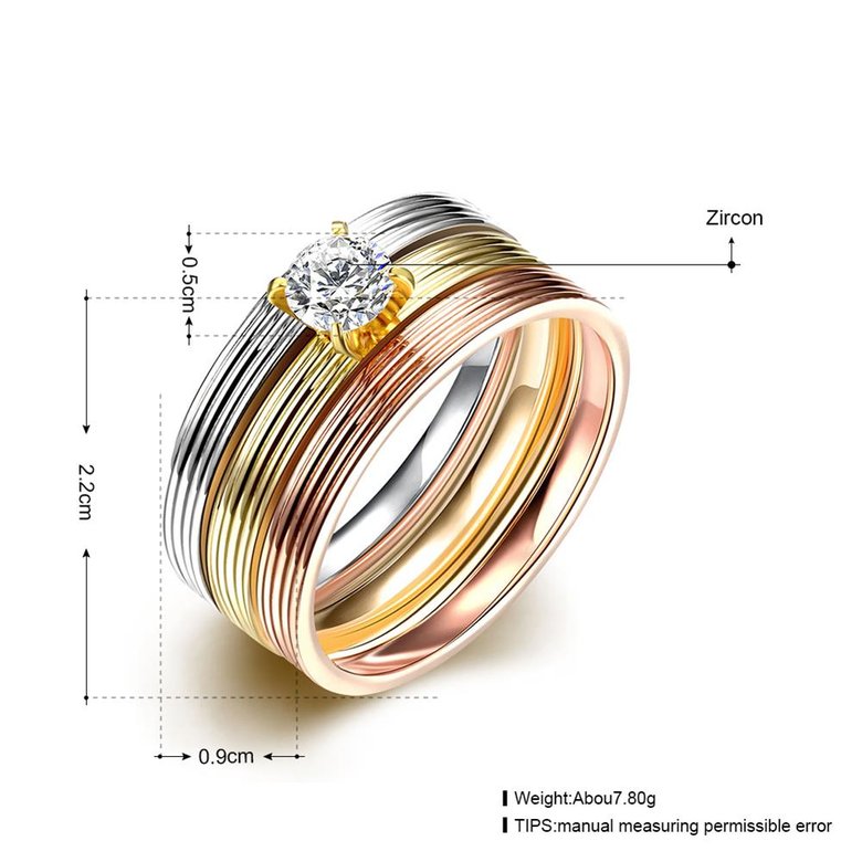 Wholesale Romantic Trendy Wedding women Rings  Luxury Cubic Zircon Rings Personality Carving stripe Ring 3 colors 3 layers Fashion Jewelry TGSTR191 3