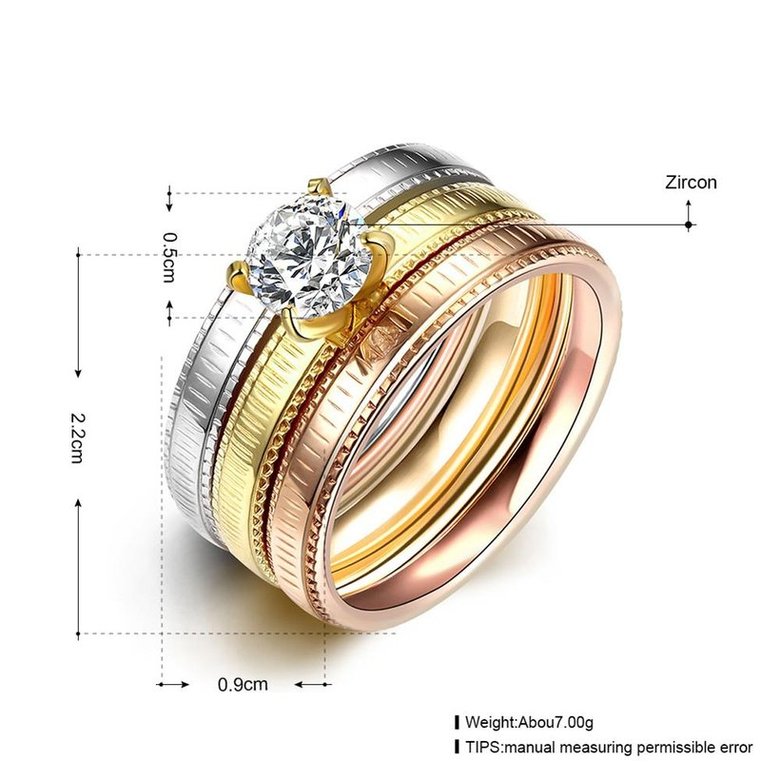 Wholesale Romantic Trendy Wedding women Rings  Luxury Cubic Zircon Rings Personality Carving stripe Ring 3 colors 3 layers Fashion Jewelry TGSTR193 0