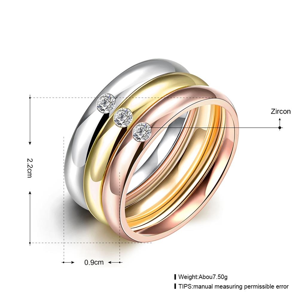 Wholesale Trendy 3 PCS/Set Zircon 316L Stainless Steel Wedding Rings For Women three Colour Crystal zircon Engagement party Finger Rings  TGSTR194 0