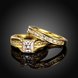 Wholesale Charm classic Couple Rings Stainless Steel Princess Cut white CZ 24K Gold rings Filled Promise Wedding Engagement jewelry Sets TGSTR064 0 small