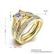 Wholesale Charm classic Couple Rings Stainless Steel Princess Cut white CZ 24K Gold rings Filled Promise Wedding Engagement jewelry Sets TGSTR064 3 small