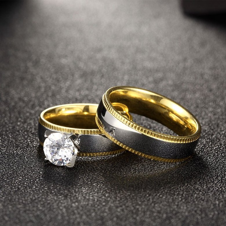 Wholesale Trendy Wedding Couple Rings Set Luxury Cubic Zircon Rings Personality Ring 24K Gold silver 2 color Fashion Dual wear Jewelry TGSTR196 3