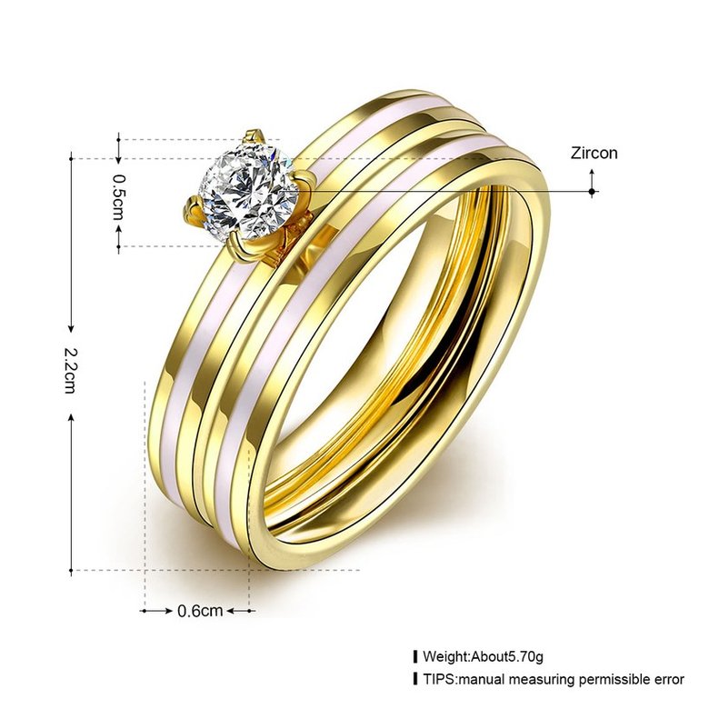 Wholesale Romantic Trendy Wedding women Rings Set Luxury Cubic Zircon Rings  Personality white stripe Ring 24K Gold Fashion Jewelry  TGSTR204 0