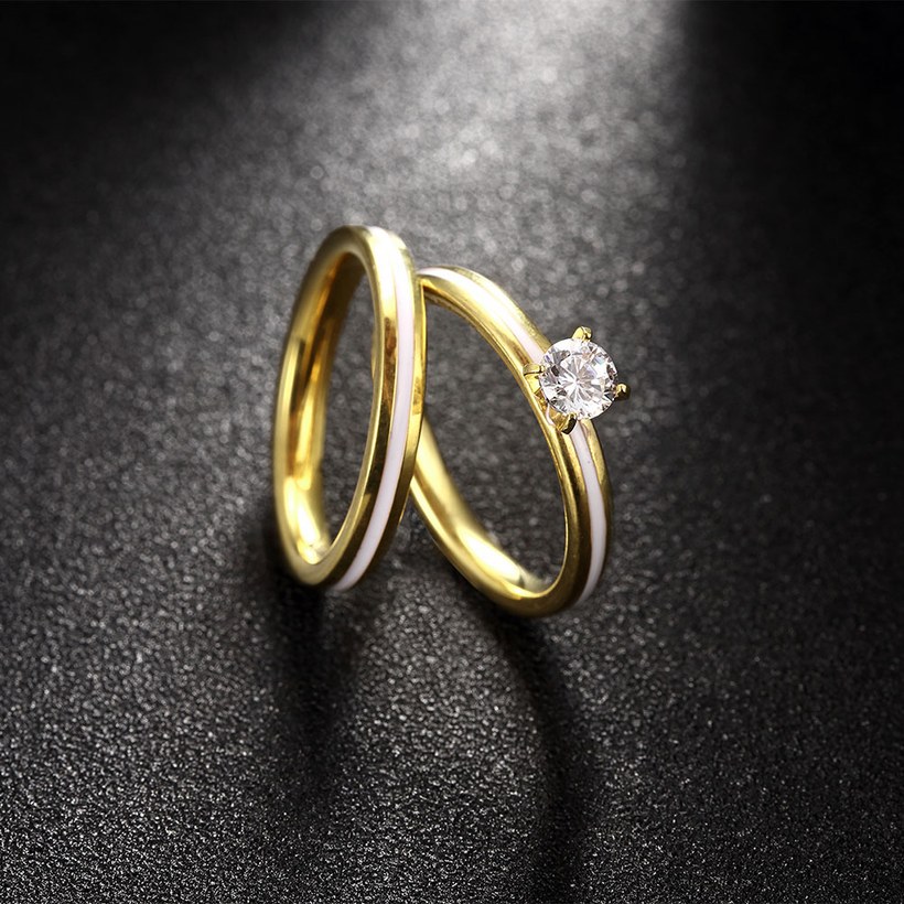 Wholesale Romantic Trendy Wedding women Rings Set Luxury Cubic Zircon Rings  Personality white stripe Ring 24K Gold Fashion Jewelry  TGSTR204 2
