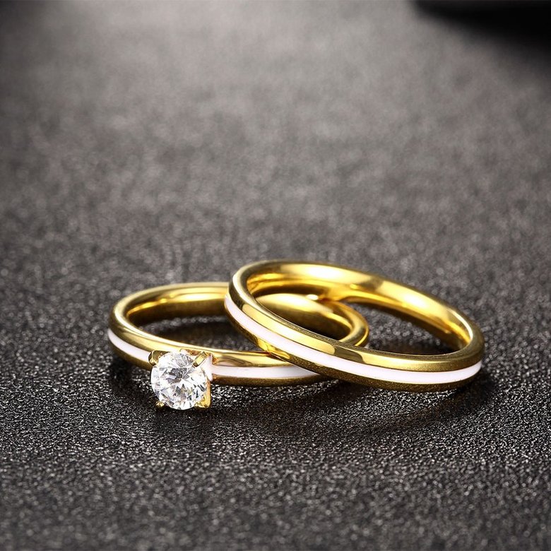 Wholesale Romantic Trendy Wedding women Rings Set Luxury Cubic Zircon Rings  Personality white stripe Ring 24K Gold Fashion Jewelry  TGSTR204 3