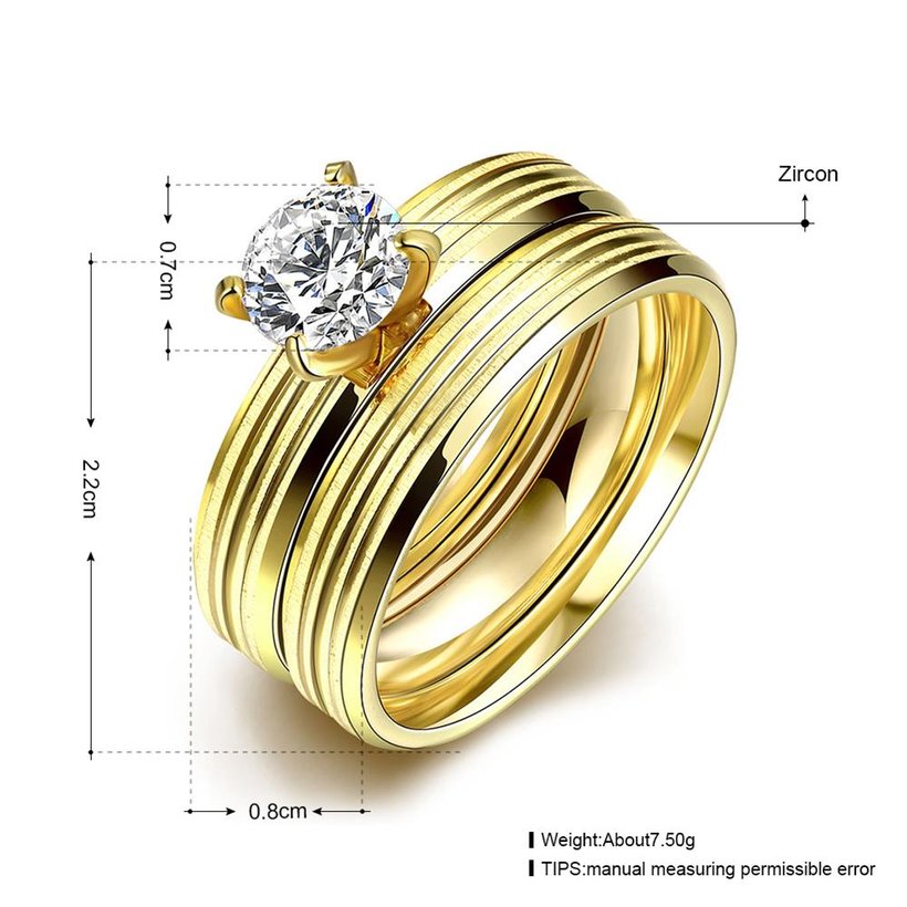 Wholesale Romantic Trendy Wedding women Rings Set Luxury Cubic Zircon Rings  Personality Carving stripe Ring 24K Gold Fashion Jewelry  TGSTR210 0