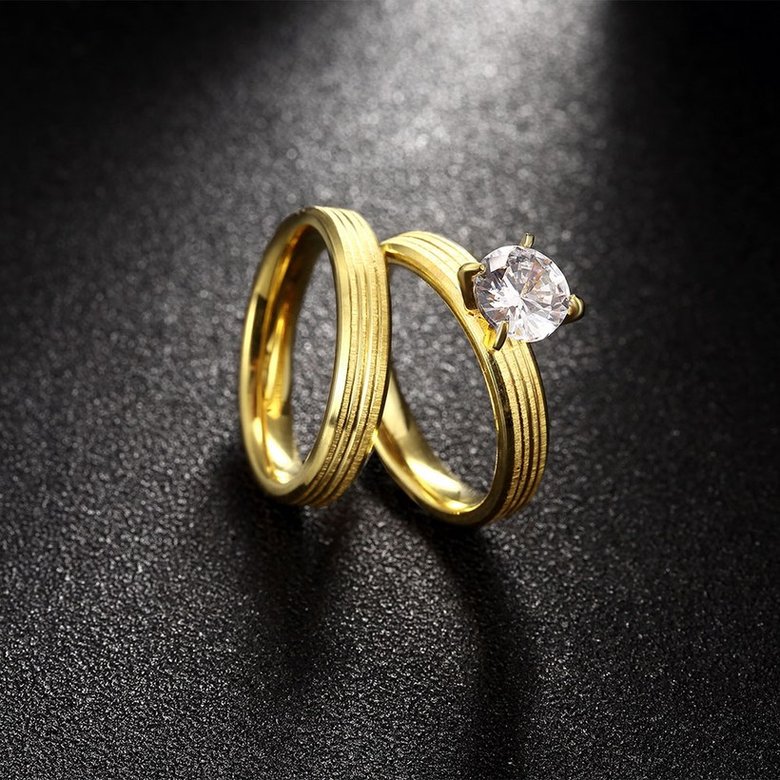 Wholesale Romantic Trendy Wedding women Rings Set Luxury Cubic Zircon Rings  Personality Carving stripe Ring 24K Gold Fashion Jewelry  TGSTR210 2