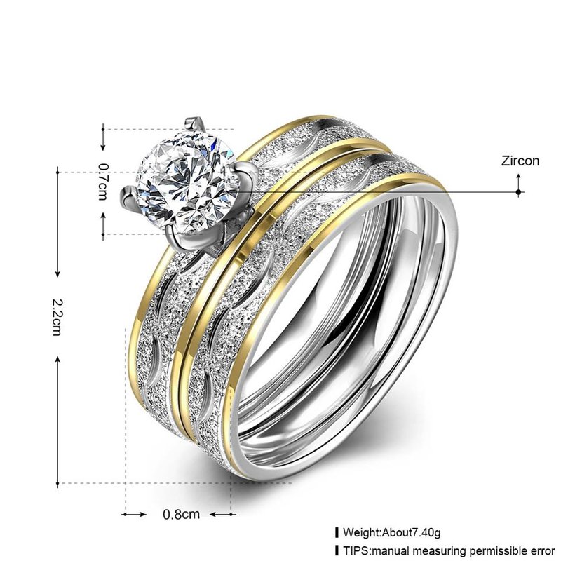 Wholesale Simple fashion Stainless Steel Wedding Ring For Women Never Fade Gold silver Classic zircon rings Engagement Alliance Ring Sets TGSTR070 3