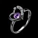Wholesale Hot selling new arrival Romantic 316L Stainless Steel high quality Black heart Lucky women ring purple zircon Fashion Jewelry TGSTR077 0 small