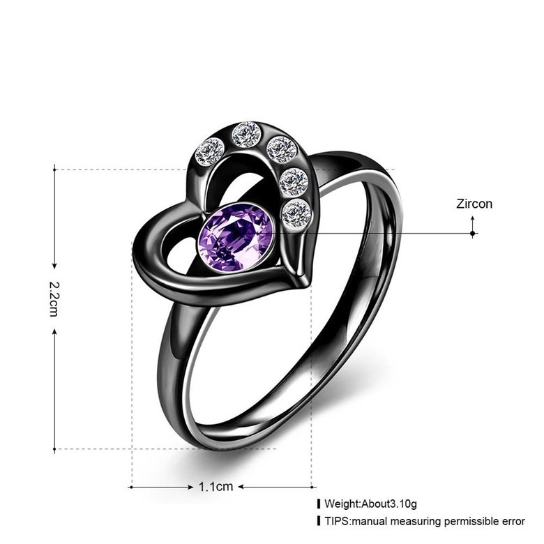 Wholesale Hot selling new arrival Romantic 316L Stainless Steel high quality Black heart Lucky women ring purple zircon Fashion Jewelry TGSTR077 4