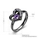 Wholesale Hot selling new arrival Romantic 316L Stainless Steel high quality Black heart Lucky women ring purple zircon Fashion Jewelry TGSTR077 4 small