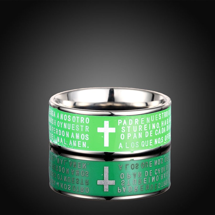 Wholesale Euramerican Trendy green rotate English Bible cross 316L Stainless Steel wedding rings for men wholesale jewelry TGSTR079 0