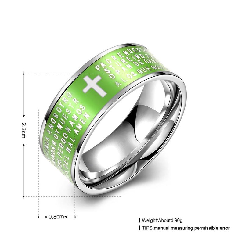Wholesale Euramerican Trendy green rotate English Bible cross 316L Stainless Steel wedding rings for men wholesale jewelry TGSTR079 4