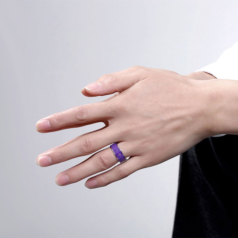 Wholesale Euramerican Trendy purple rotate English Bible cross 316L Stainless Steel wedding rings for men wholesale jewelry TGSTR080 3