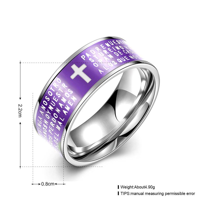 Wholesale Euramerican Trendy purple rotate English Bible cross 316L Stainless Steel wedding rings for men wholesale jewelry TGSTR080 4