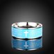 Wholesale Euramerican Trendy blue rotate English Bible cross 316L Stainless Steel wedding rings for men wholesale jewelry TGSTR081 0 small