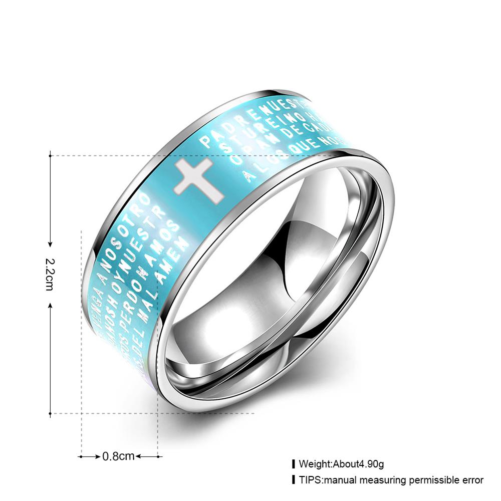 Wholesale Euramerican Trendy blue rotate English Bible cross 316L Stainless Steel wedding rings for men wholesale jewelry TGSTR081 4