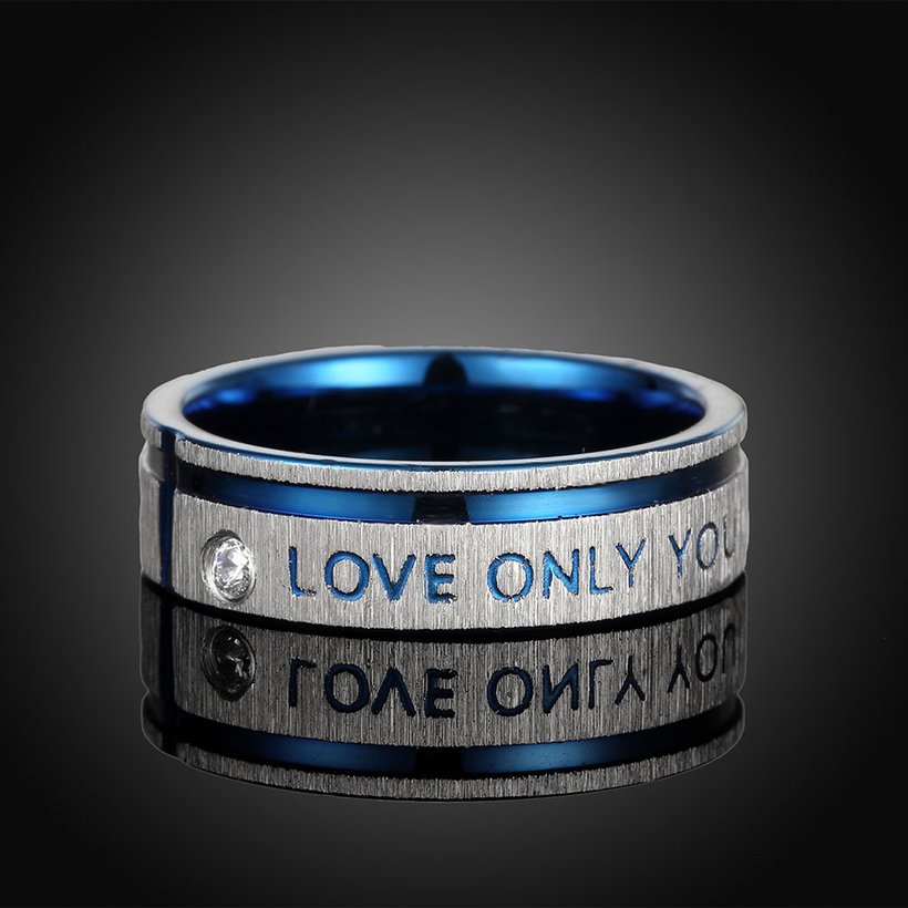 Wholesale Romantic Stainless Steel Ring Blue engrave Declaration of love men Ring Engagement Wedding Band Valentine's Day gift TGSTR086 1