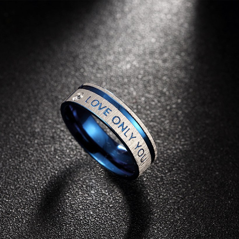 Wholesale Romantic Stainless Steel Ring Blue engrave Declaration of love men Ring Engagement Wedding Band Valentine's Day gift TGSTR086 2