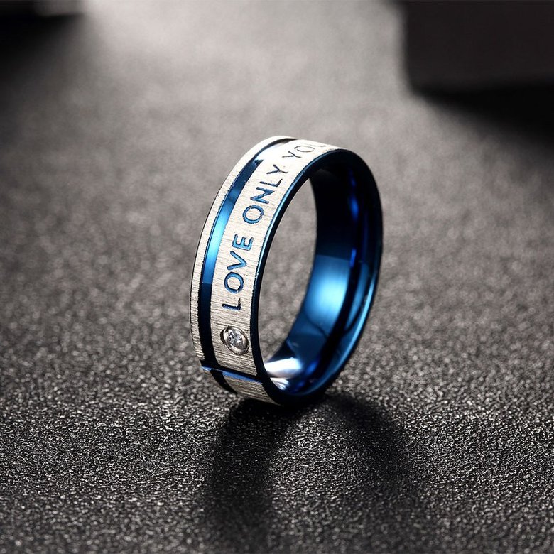 Wholesale Romantic Stainless Steel Ring Blue engrave Declaration of love men Ring Engagement Wedding Band Valentine's Day gift TGSTR086 3