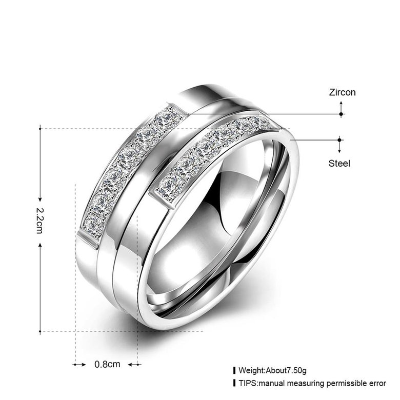 Wholesale Hot sale Europe and America Stainless Steel Charm rings Wedding Jewelry Fashion 2 Rows Crystal zircon Engagement Rings for men TGSTR020 3