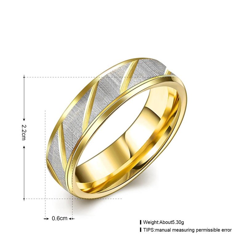 Wholesale Couples Stainless Steel Rings with Gold twill pattern 24K Gold Engagement Ring for Women Men TGSTR023 1