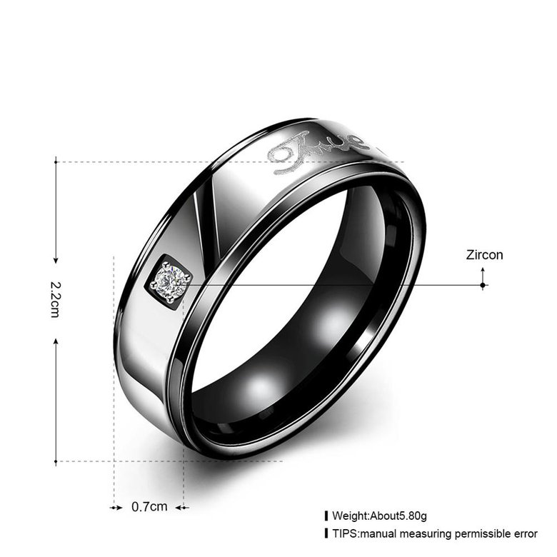 Wholesale Hot selling Romantic Trendy Wedding Couple Rings white Cubic Zircon Rings Personality Gold and Black Couple Ring TGSTR024 3