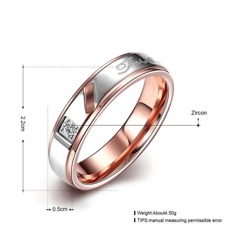Wholesale Hot selling Romantic Trendy Wedding Couple Rings white Cubic Zircon Rings Personality Gold and Black Couple Ring TGSTR025 3