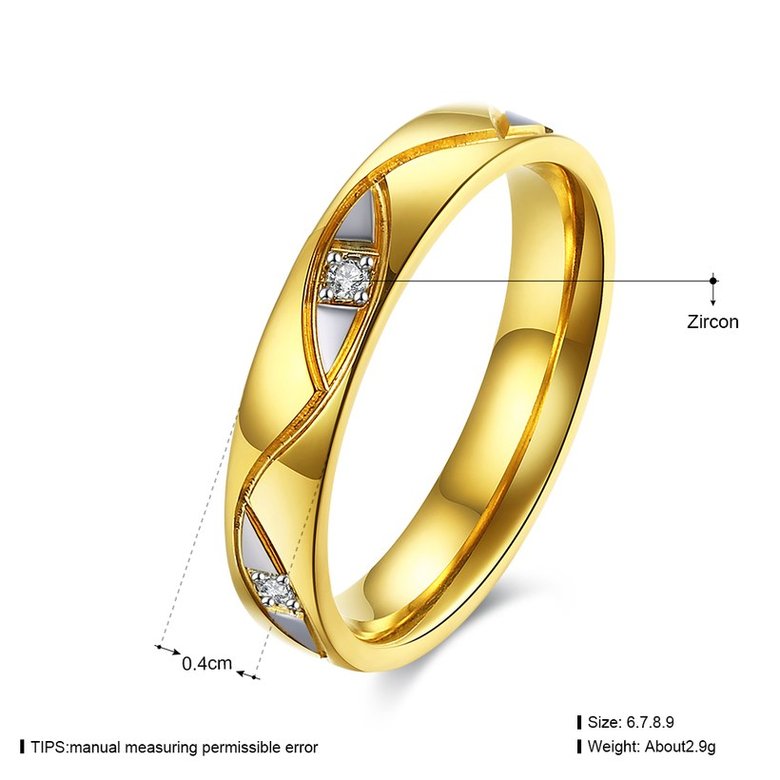 Wholesale Super popular Wedding couple rings  24k gold 2 colors titanium stainless steel zircon diamonds jewelry lover gifts for women TGSTR014 0