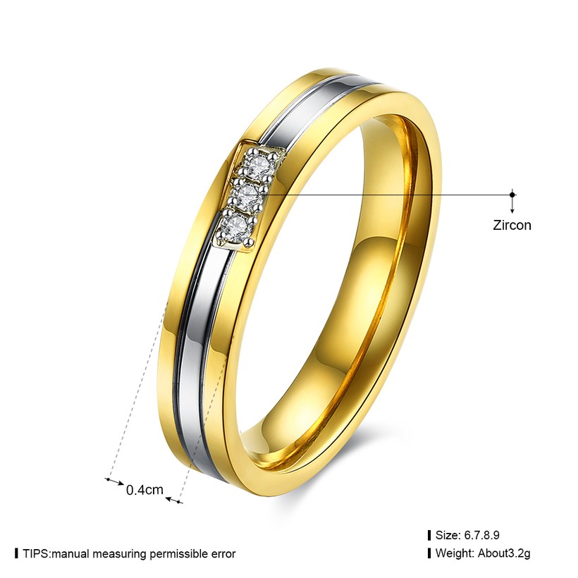 Wholesale Classic Alliances Marriage Couple Wedding Rings set for women zircon jewelry Gold color stainless steel jewelry TGSTR038 0