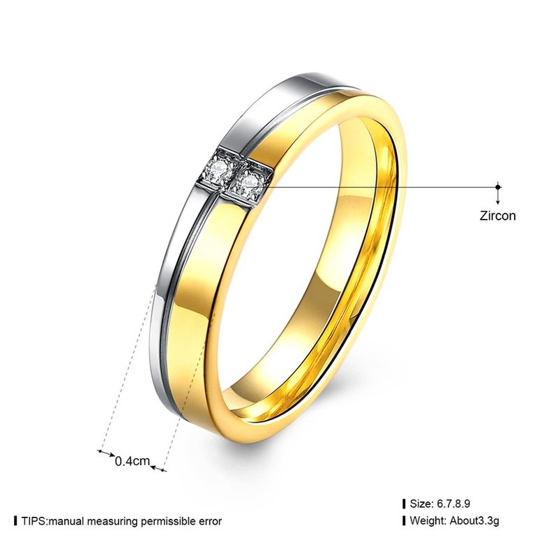 Wholesale Classic Alliances Marriage Couple Wedding Rings set for women zircon jewelry Gold color stainless steel jewelry  TGSTR040 0
