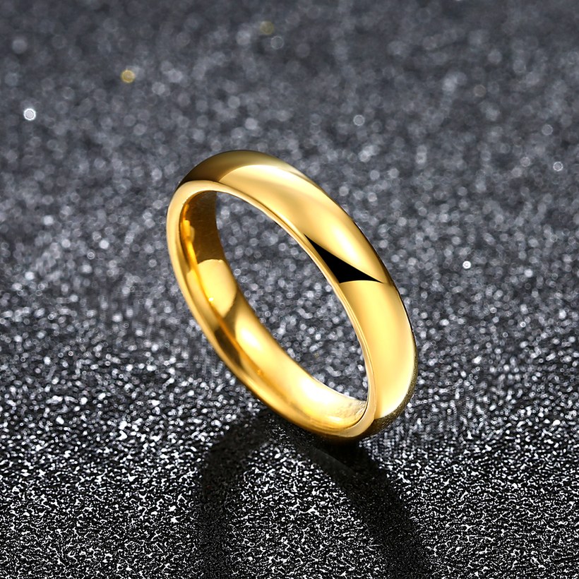Wholesale Simple  Wedding 24K gold Band Rings Stainless Steel rings for Women Anniversary Gift Jewelry TGSTR044 2